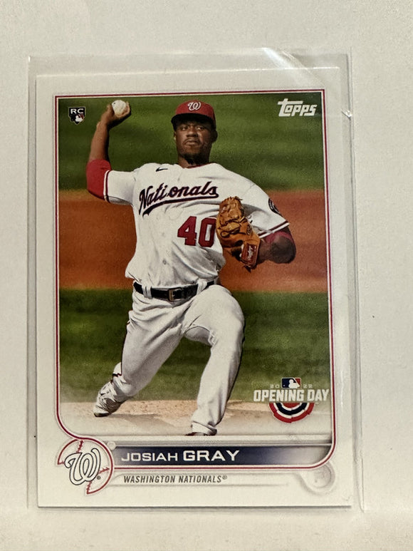 #89 Josiah Gray Rookie Washington Nationals 2022 Topps Opening Day Baseball Card