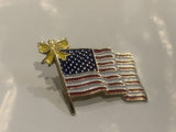 USA American Flag Yellow Ribbon Lapel Hat Pin CX