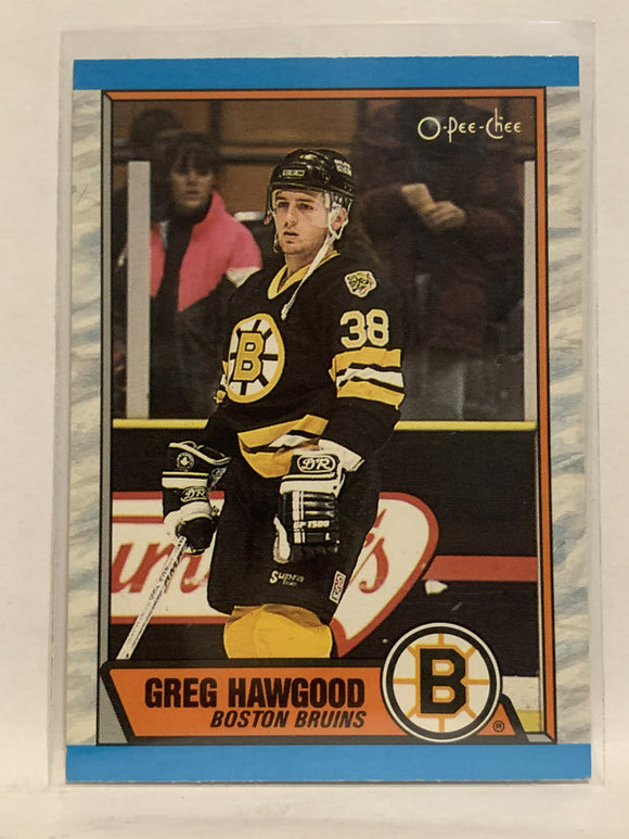 #81 Greg Hawgood Boston Bruins 1989-90 O-Pee-Chee Hockey Card