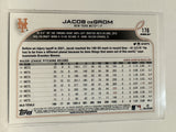 #176 Jacob DeGrom New York Mets 2022 Topps Opening Day Baseball Card