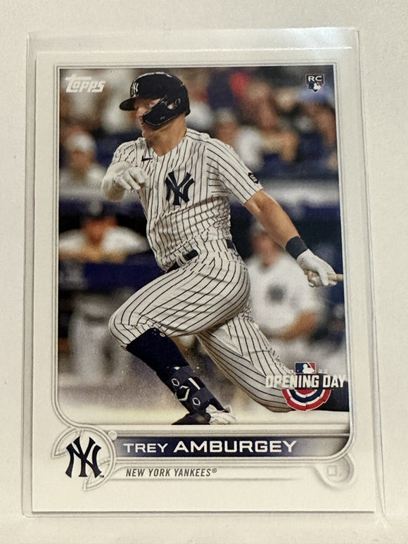 #140 Trey Amburgey Rookie New York Yankees 2022 Topps Opening Day Baseball Card
