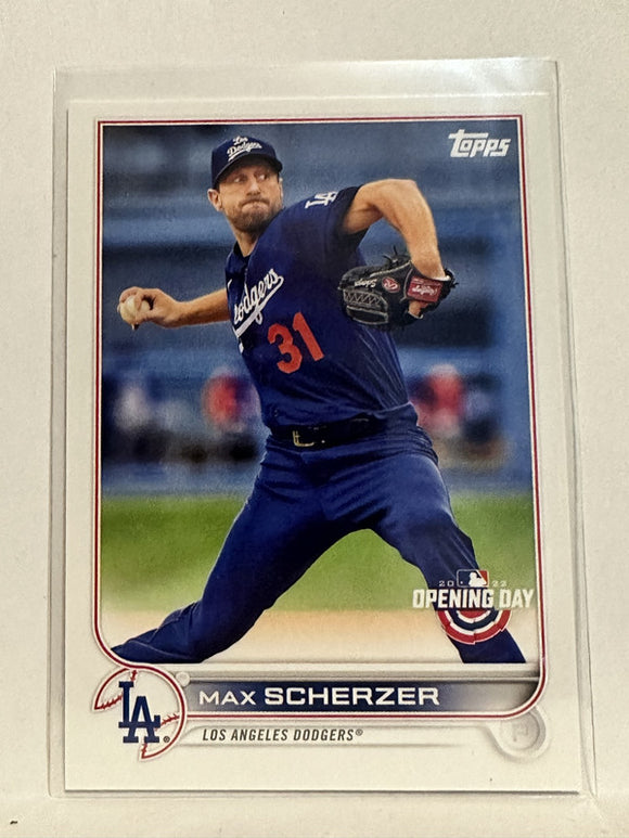 #129 Max Scherzer Los Angeles Dodgers 2022 Topps Opening Day Baseball Card