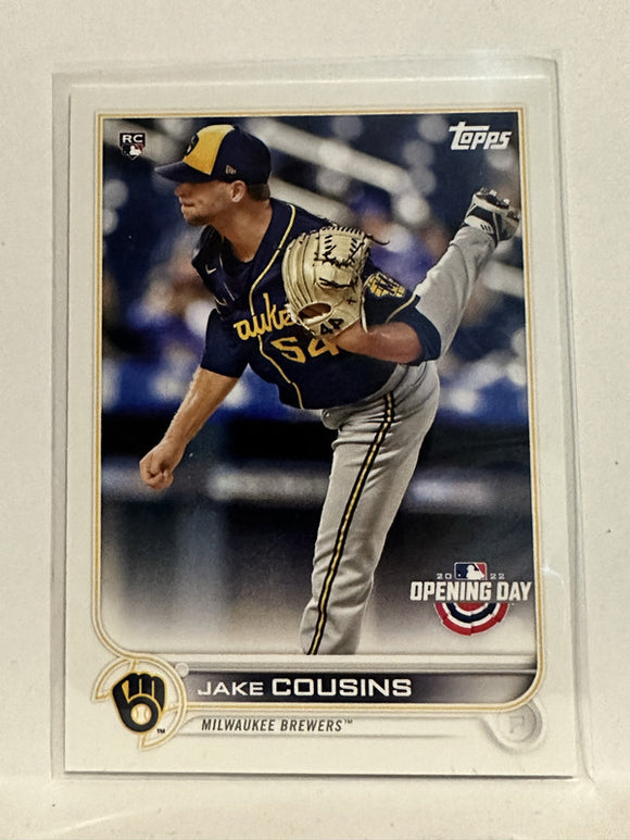 #47 Jake Cousins Rookie Milwaukee Brewers 2022 Topps Opening Day Baseball Card