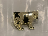 Black & White Diary Cow Holstein Lapel Hat Pin CZ