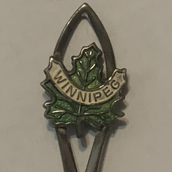 Winnipeg Manitoba Crocus Flower Maple Leaf collectable Souvenir Spoon PK