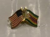 USA Zimbabwae Friendship Flags Lapel Hat Pin CZ