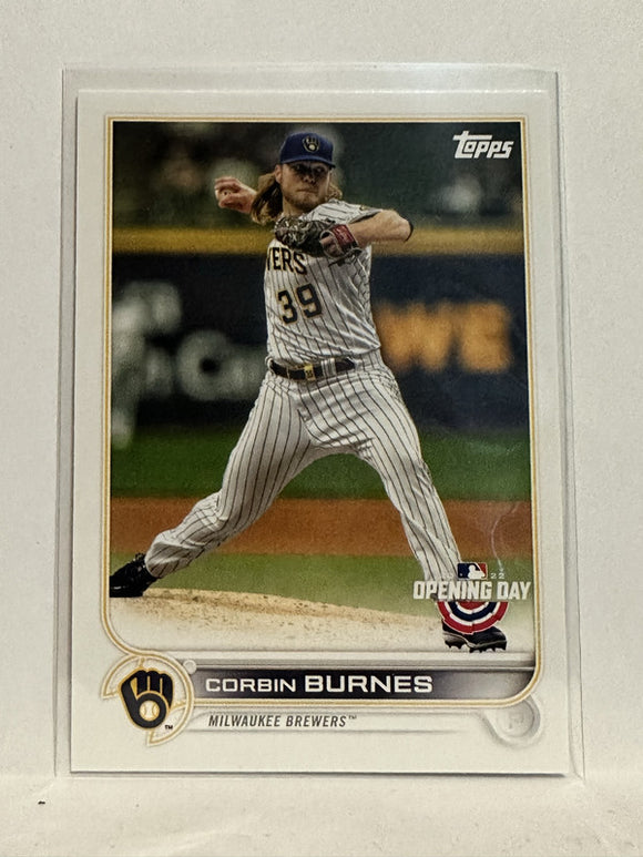 #212 Corbin Burnes Milwaukee Brewers 2022 Topps Opening Day Baseball Card