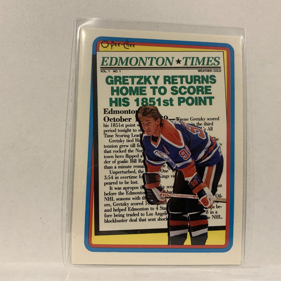 #2 Wayne Gretzky Edmonton Oilers Gretzky Returns  1990-91 O-Pee-Chee Hockey Card A2N