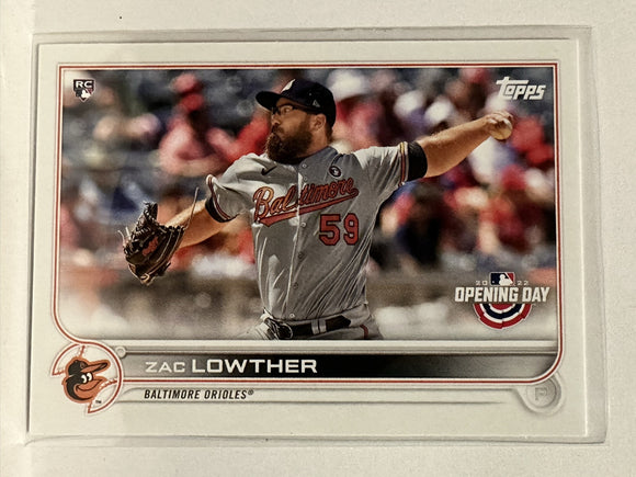 #63 Zac Lowther Rookie Baltimore Orioles 2022 Topps Opening Day Baseball Card