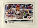 #105 Anthony Bender Rookie Miami Marlins 2022 Topps Opening Day Baseball Card