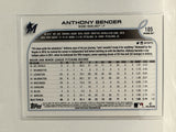#105 Anthony Bender Rookie Miami Marlins 2022 Topps Opening Day Baseball Card