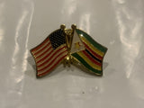 USA Zimbabwae Friendship Flags Lapel Hat Pin DC