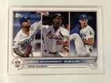 #105 Urias Wainwright Buehler Wins Leader 2022 Topps Series One Baseball Card