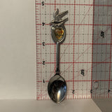 Red Deer October Pom Pom Flower Alberta collectable Souvenir Spoon PM