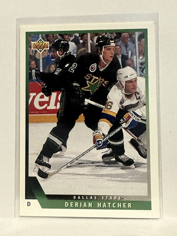 #204 Derian Hatcher Dallas Stars 1993-94 Upper Deck Hockey Card