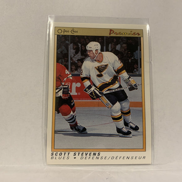 #112 Scott Stevens St Louis Blues   1991-92 O-Pee-Chee Hockey Card A2U
