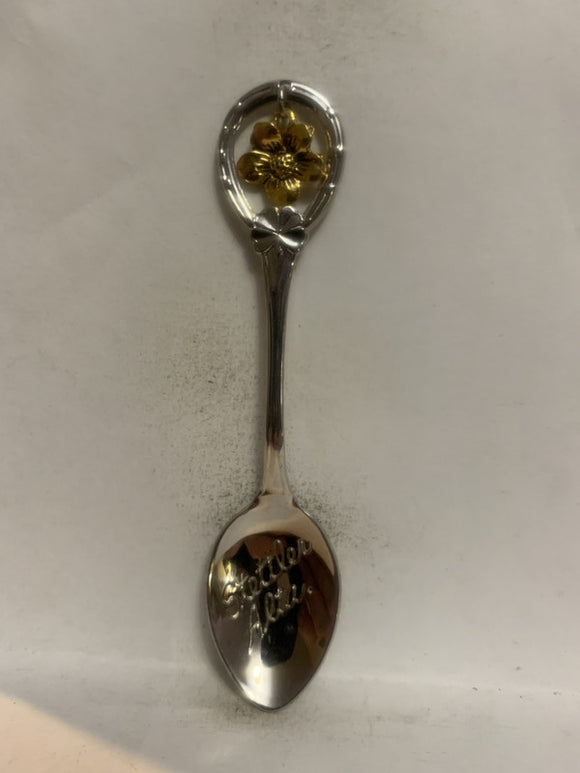 Stettler Alta Alberta Wild Rose Souvenir Spoon