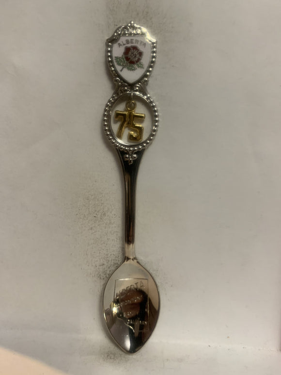 Alberta 75th Wild Rose Flower Souvenir Spoon