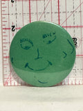 Green Smiling Face   Button Pinback