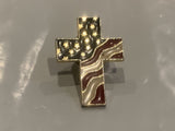 USA American Flag Cross Lapel Hat Pin DG