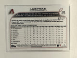 #338 Luis Frias Rookie Arizona Diamondbacks 2022 Topps Series Two Baseball Card