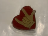 I Love You Hand Signal Heart Lapel Hat Pin DI