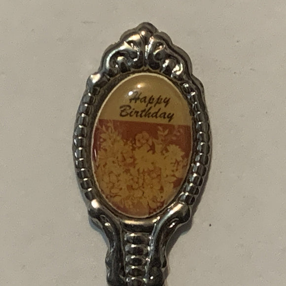 Happy Birthday Flowers collectable Souvenir Spoon PR