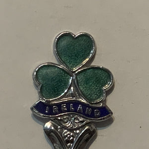 Ireland Green Shamrock Clover collectable Souvenir Spoon PR