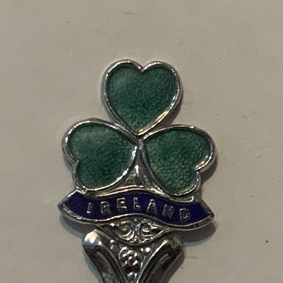 Ireland Green Shamrock Clover collectable Souvenir Spoon PR