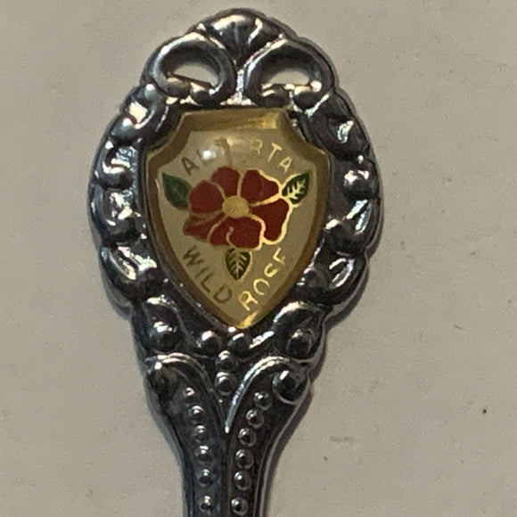 Provost Alberta Wild Rose Flower collectable Souvenir Spoon PR