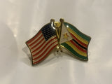 USA Zimbabwe Friendship Flags Lapel Hat Pin BB