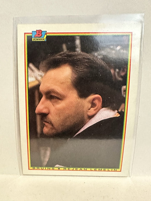 #32 Rejean Lemelin Boston Bruins 1990-91 Bowman Hockey Card