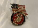 United States Marine Corps Crest USA Flag Lapel Hat Pin BB