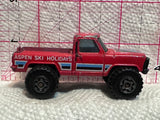 Red Aspen Ski Holidays Mini Pick Up Truck 1981 Matchbox Diecast Car