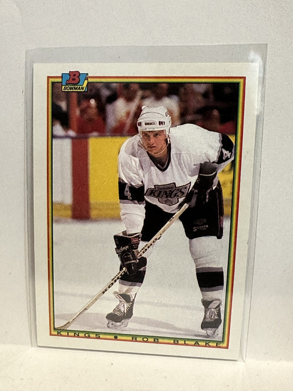 #142 Rob Blake Los Angeles Kings 1990-91 Bowman Hockey Card