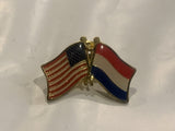 USA Netherlands Friendship Flags Lapel Hat Pin BB