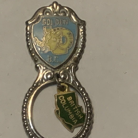 Golden BC British Columbia Bighorn Sheep Collectable Souvenir Spoon DA