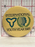 International Youth Year 1985 Logo Button Pinback