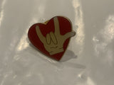 I Love You Hand Signal Heart Lapel Hat Pin DL