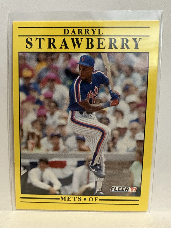 #161 Darryl Strawberry New York Mets 1991 Fleer Baseball Card
