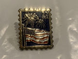 USA Flag Fourth of July 22 Cent Stamp Lapel Hat Pin DL