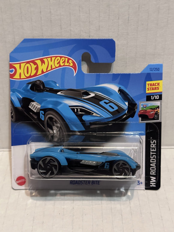 Blue Roadster Bite HW Roadsters 1/10 12/250 HKK07 2021 Hot Wheels Diecast Car