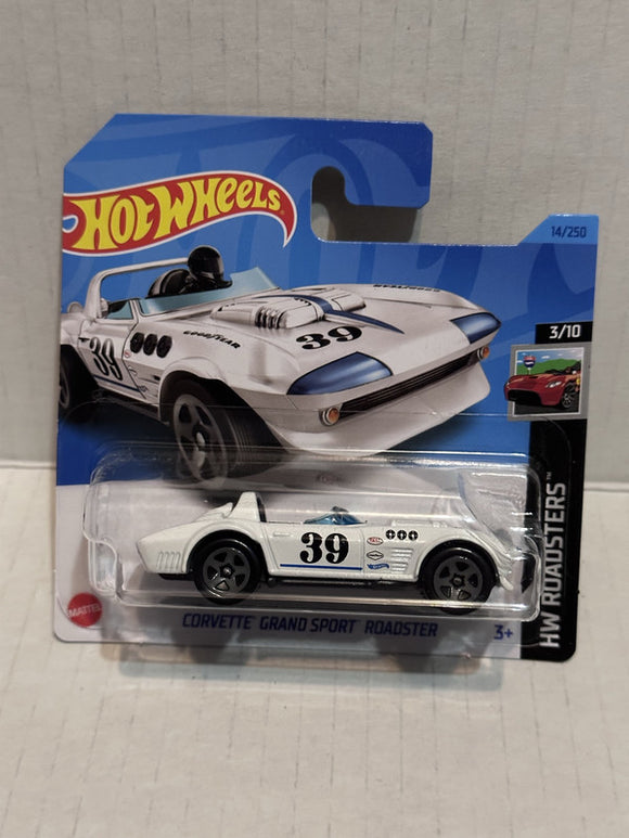 White Corvette Grand Sport Roadster HW Roadsters 3/10 14/250 HKK09 2021 Hot Wheels Diecast Car