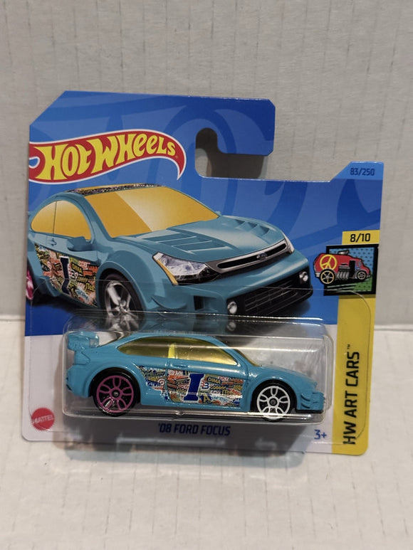 Blue '08 Ford Focus HW Art Cars 8/10 83/250 HKH51 2021 Hot Wheels Diecast Car