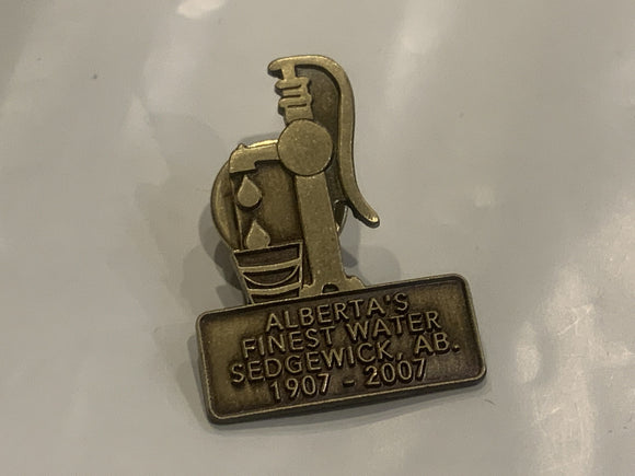 Alberta's Finest Water Sedgewick AB 1907 2007 Lapel Hat Pin BE