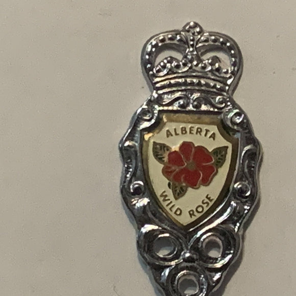 Athabasca Alberta Wild Rose Flower collectable Souvenir Spoon PV