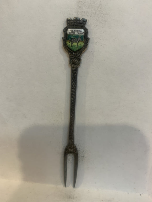 Alberta Game Farm Zebra Fork Souvenir Spoon