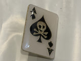 Ace of Spades Playing Card Skull and Cross Bones Lapel Hat Pin BF