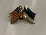 USA Estonia Friendship Flags Lapel Hat Pin BF