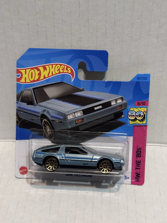 Blue DMC Delorean HW The 80s 8/10 101/250 HKG84 2021 Hot Wheels Diecast Car